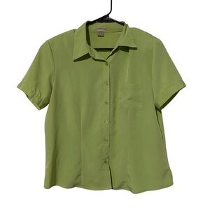 Notations Vintage Green Short Sleeve Boxy Blouse Top